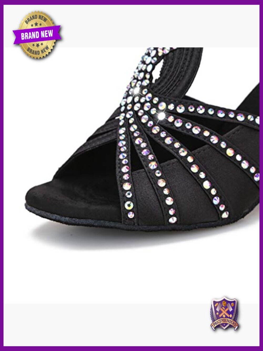 Rhinestones Ballroom Dance Shoes Latin Salsa Wedding Practice 2.5in Heels - Picture 7 of 7